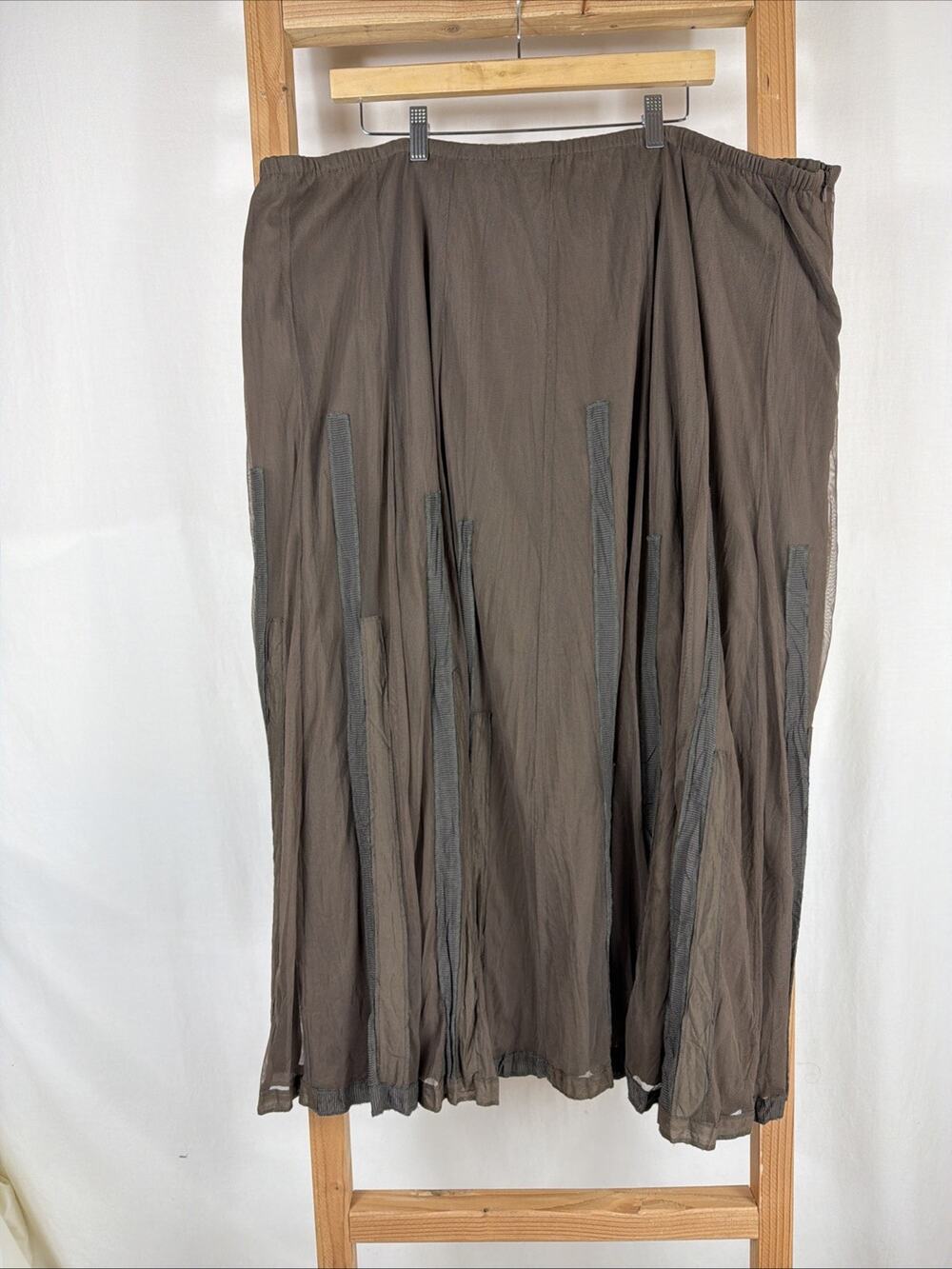 J. Jill Mocha Elastic Waist Side Zipper Layered Mesh Skirt #1310 Size 4X